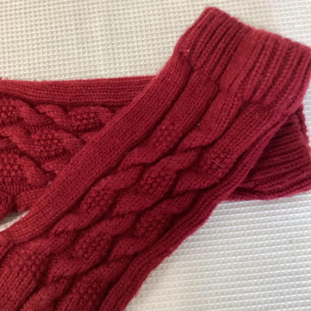 Vintage Ladies Berry Cable Knit Long Gloves MEDIUM